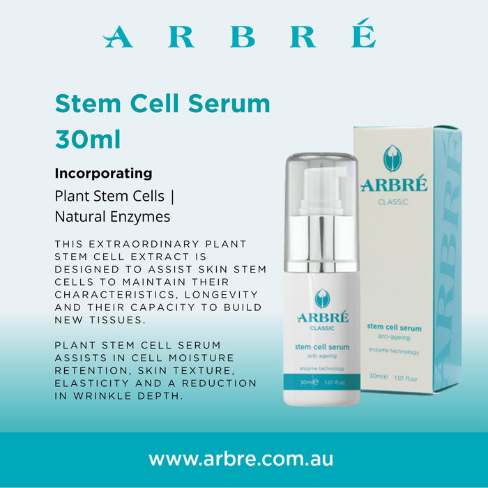 Arbre stem cell serum with packaging on a light blue background