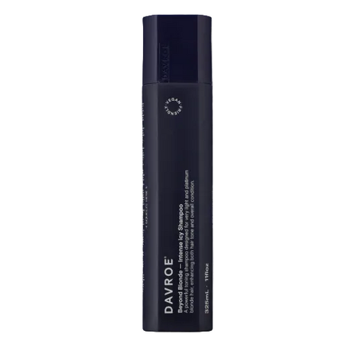 Black shampoo bottle with 'DAVROE' branding on a white background