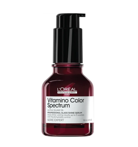 L'Oreal Vitamino Color Spectrum hair serum bottle on a white background