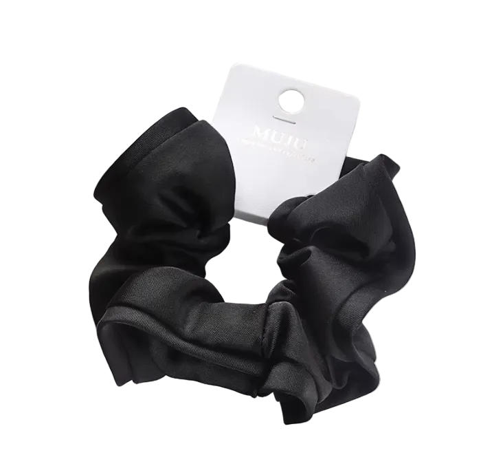 MUJU - Satin Scrunchie 12cm Black