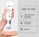 Nioxin hair mask tube held in a hand with usage instructions on a gray background