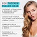 Advertisement for hair product with text and a woman with blonde hair.