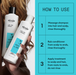 Nioxin shampoo and conditioner bottles with usage instructions on a blue background