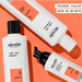 Nioxin hair care products on an orange background with text about hair growth.