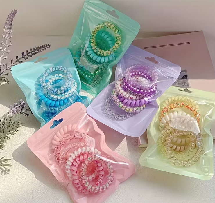 Spiral Hair Ties - Various Colours 6pc